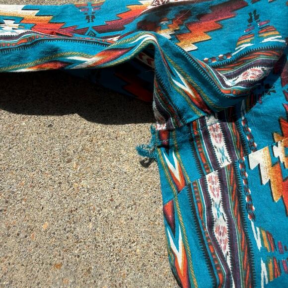 Cotton Rye Outfitters Teal Aztec Southwestern Pearl Snap Shirt Lightweight LARGE - Picture 9 of 9
